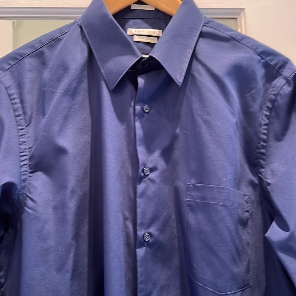Van Heusen, dark blue poplin dress/casual shirt, size 16-32/33